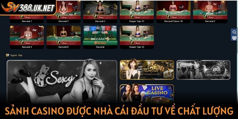 Sảnh casino được nhà cái đầu tư về chất lượng, trả thưởng cao